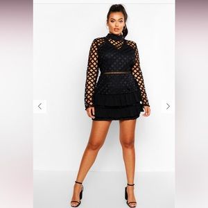 Black eyelet short cha cha dress